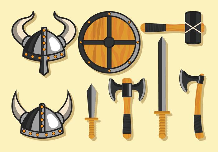 Conjunto de armas vikingas vector