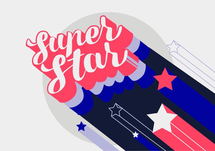 Super Star Hand Lettering Cool Retro Typography Vector