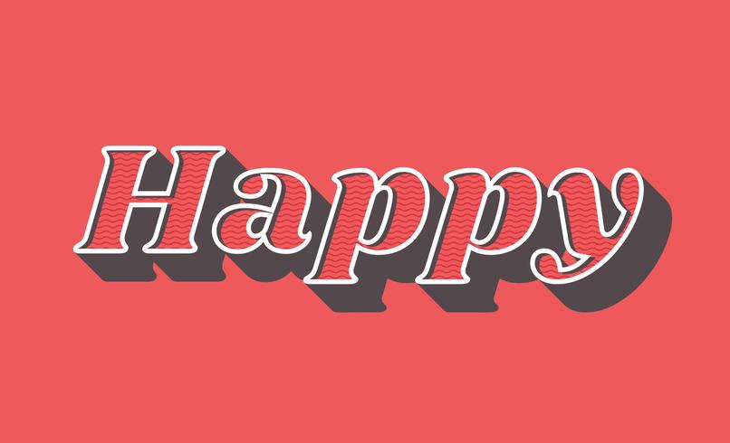 Happy retro typography vector