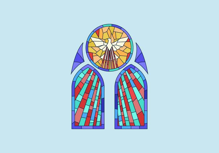 Dove Stained Glass Window Vector Illustration