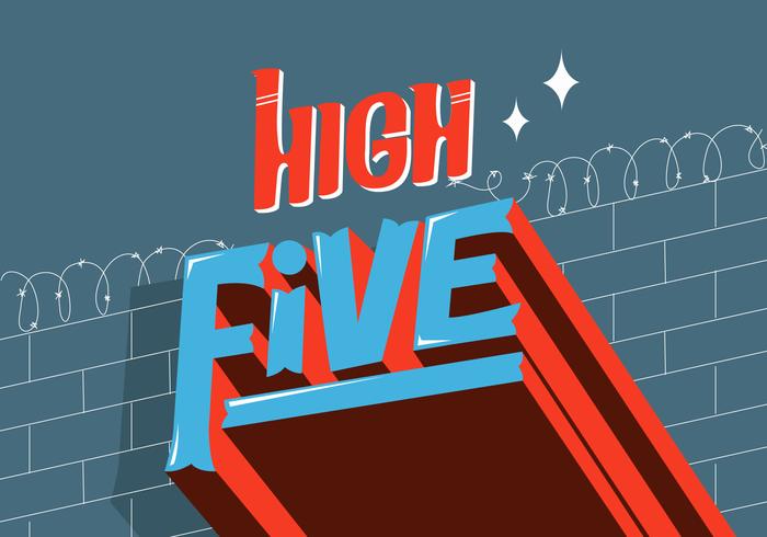 High Five Cool Retro Typography Vector