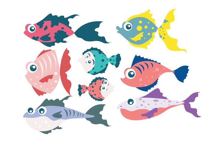 vector de peces de dibujos animados