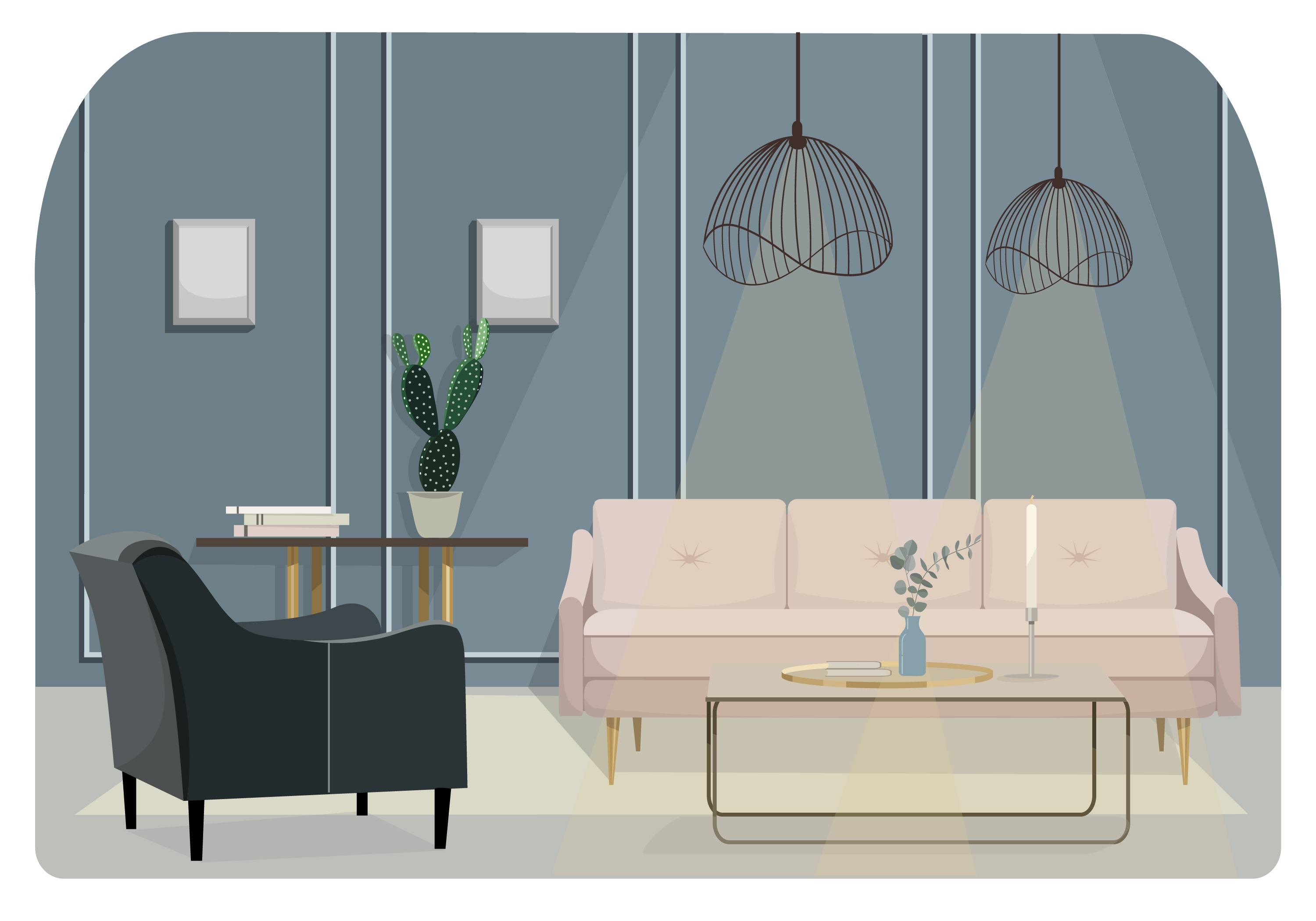 living room furniture illustrations