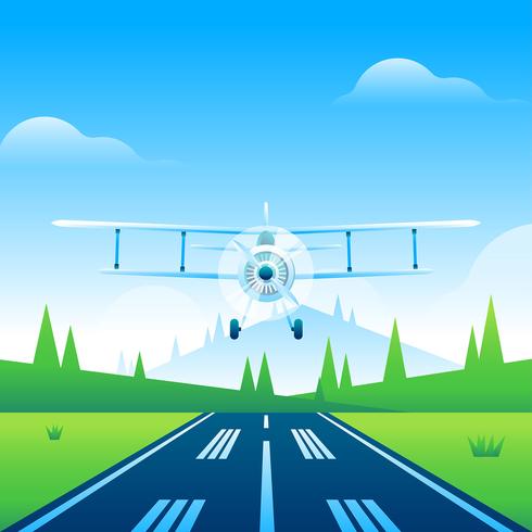 Biplane Runway Vector