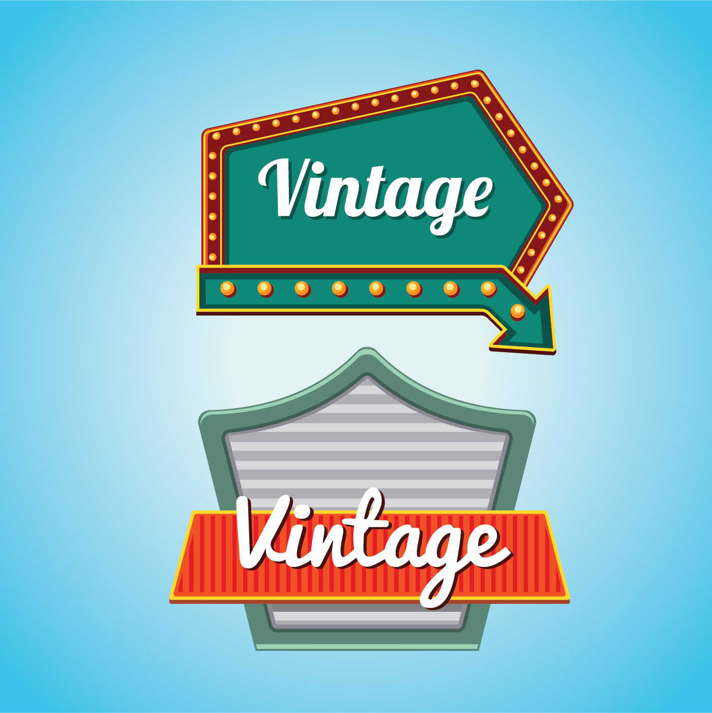 Download Vintage signs Template Set with American Design Style ...