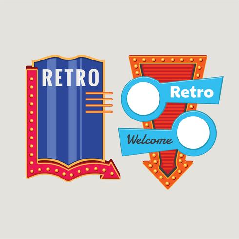 Retro or Vintage signs template Set with Glowing Lamp vector