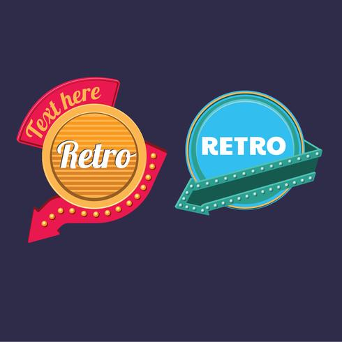 Circle Vintage or Retro Signs with neon Arrow vector