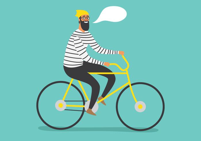 Hipster Man On Bike vector