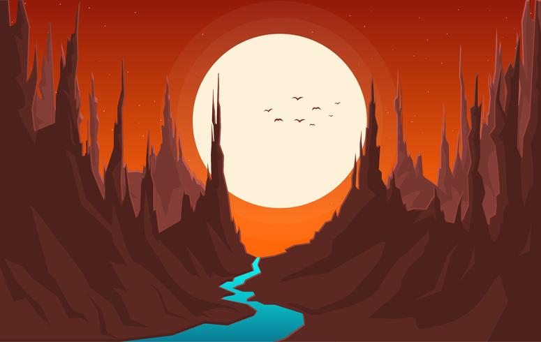 Ilustración de paisaje de fantasía de vector