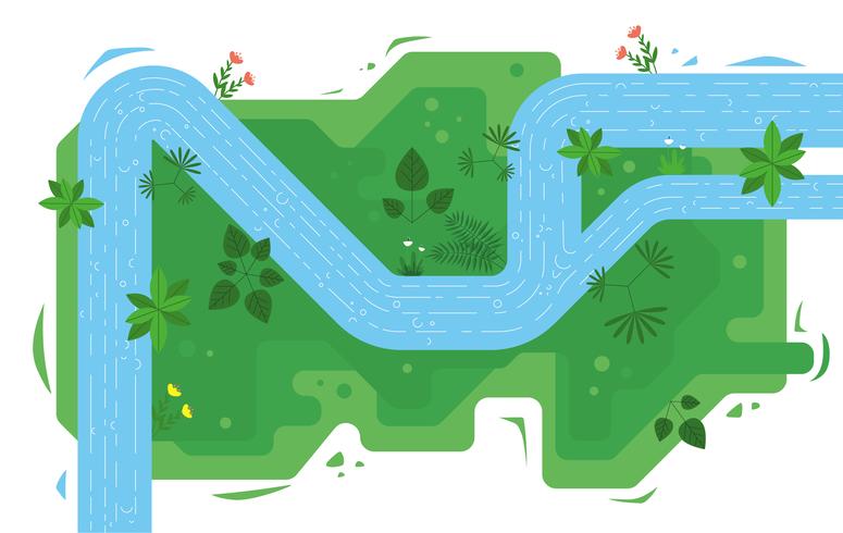 Vector Top View River Illustration