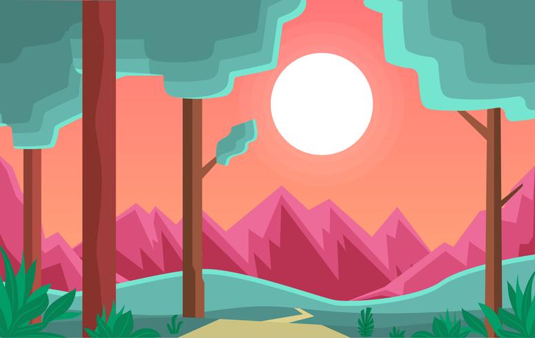 Ilustración de paisaje de dibujos animados de vector