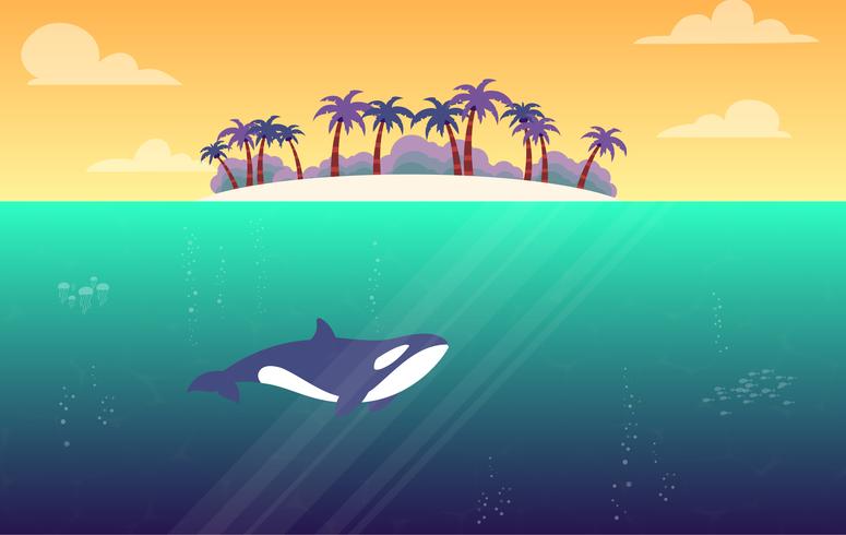 Ilustración de paisaje de verano de vector