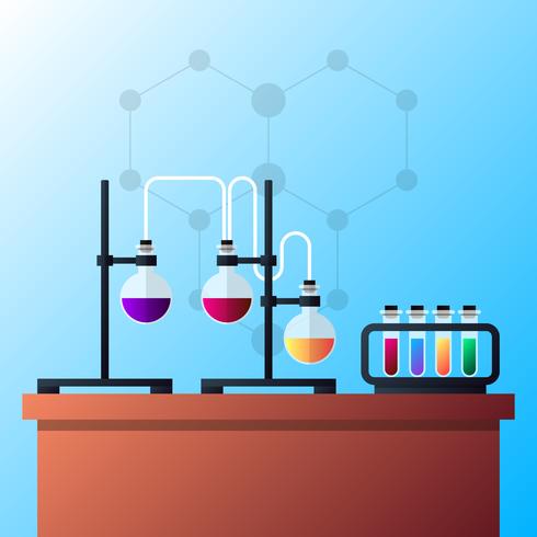 Ilustración de equipo de laboratorio y ciencia de química vector