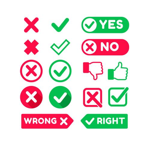 Right And Wrong Flat Sign vector