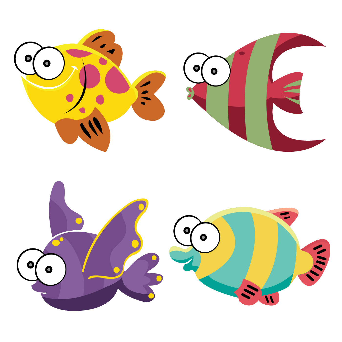 Cartoon Fish Vector Illustration - Download Free Vectors ...