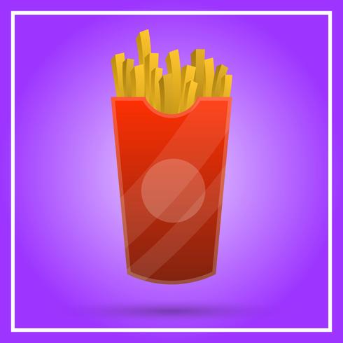 Realistic Fries Fast Food With gradient Background Vector Illustration