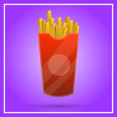 Realistic Fries Fast Food con gradiente de fondo Vector Illustration