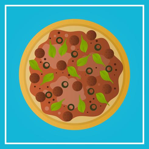 Pizza realista comida rápida con gradiente de fondo Vector Illustration