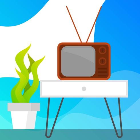 Flat Retro Television With Gradient Background Vector Illustration