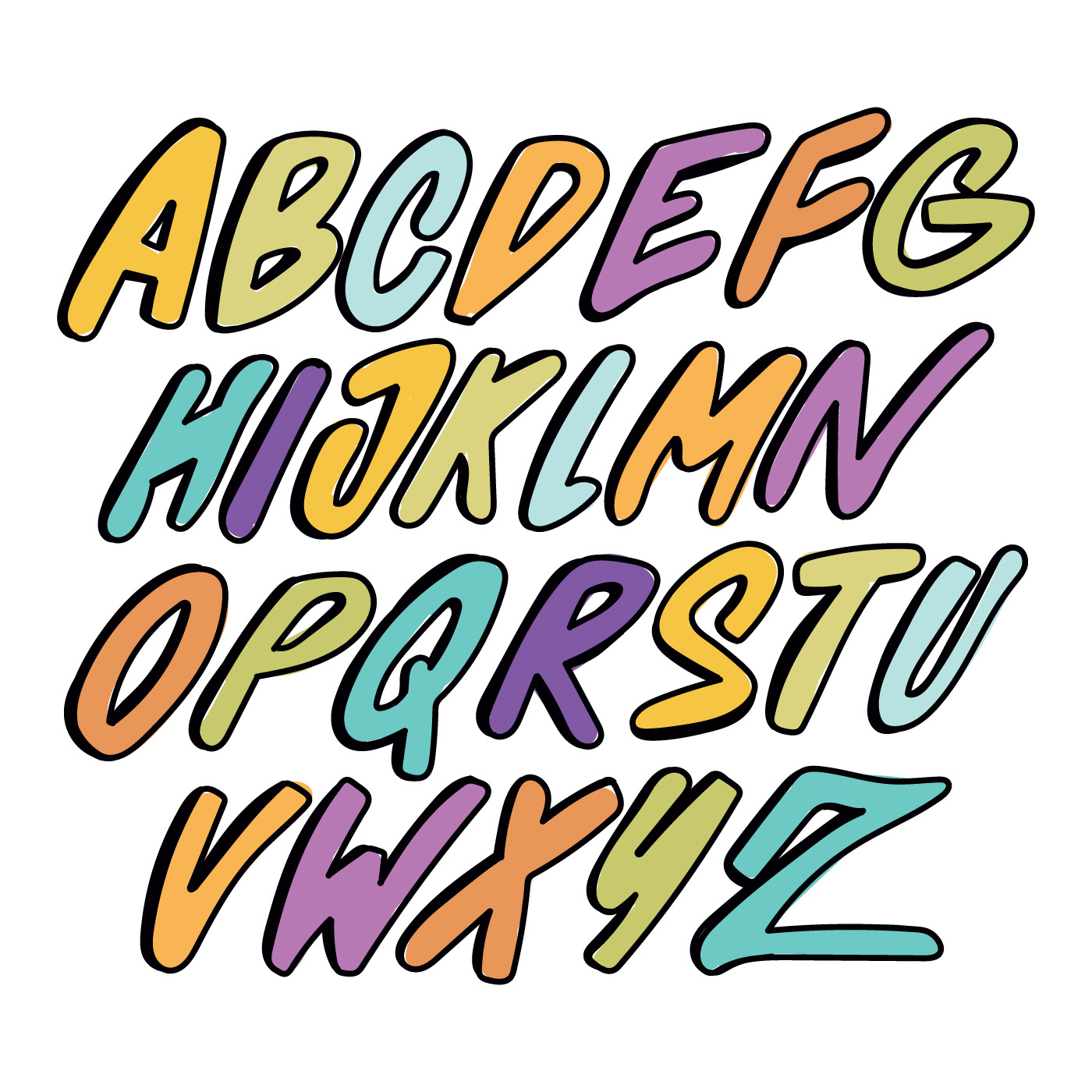 colorful graffiti alphabet download free vectors