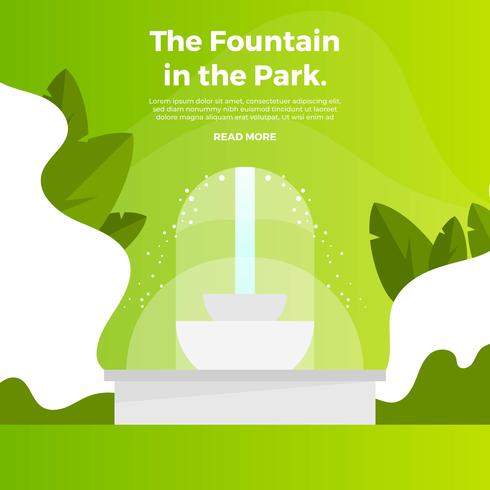 Flat Fountain With Gradient Park Background Vector Illustration