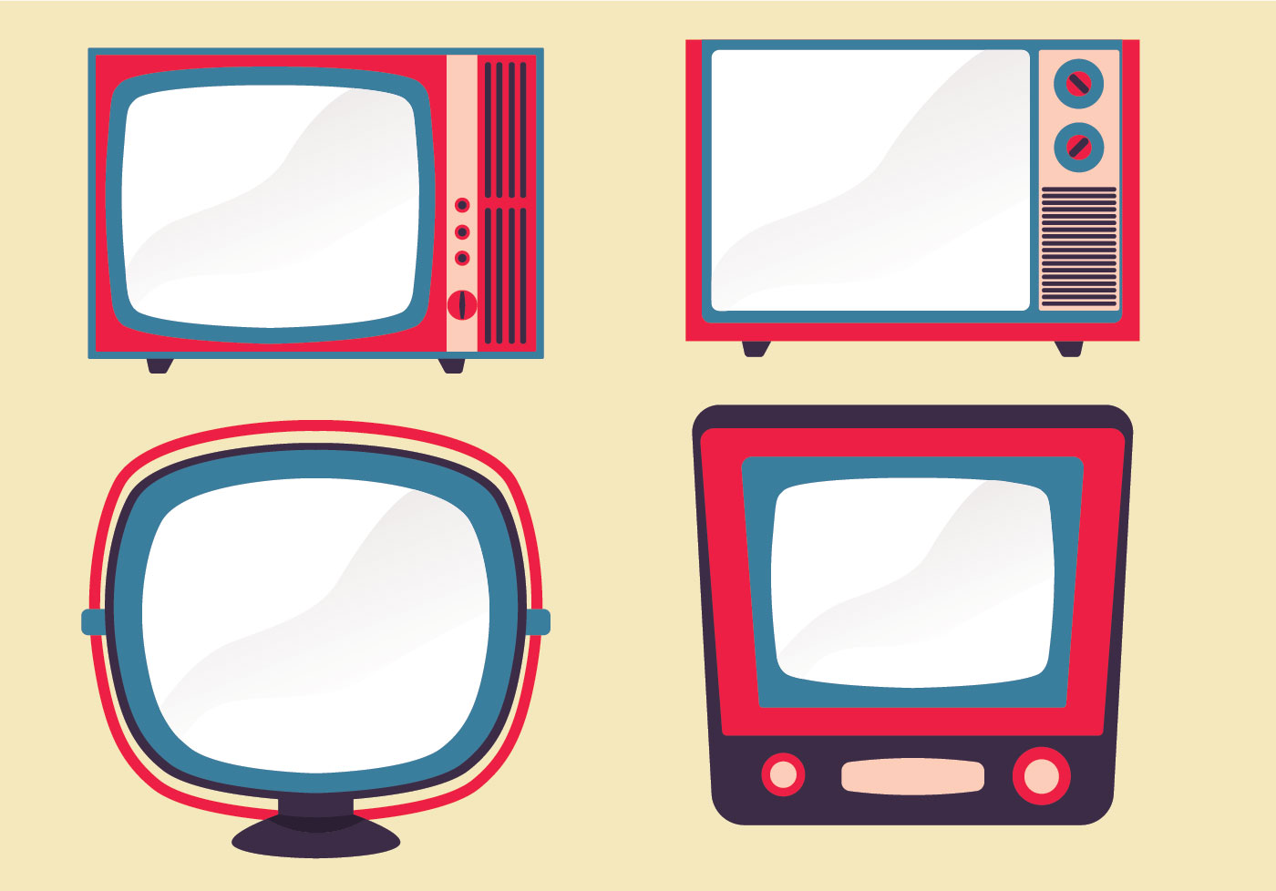 Retro Television Set Vector Pack 225109 Vector Art at Vecteezy