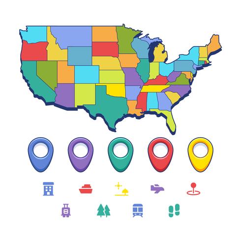 Vectores únicos del mapa de referencia de los Estados Unidos