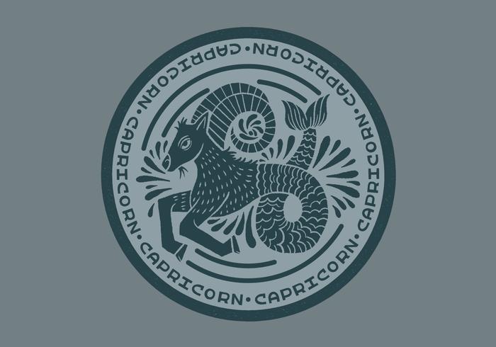 capricorn zodiac badge vector