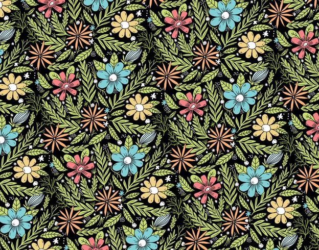 colorful hand drawn floral pattern vector