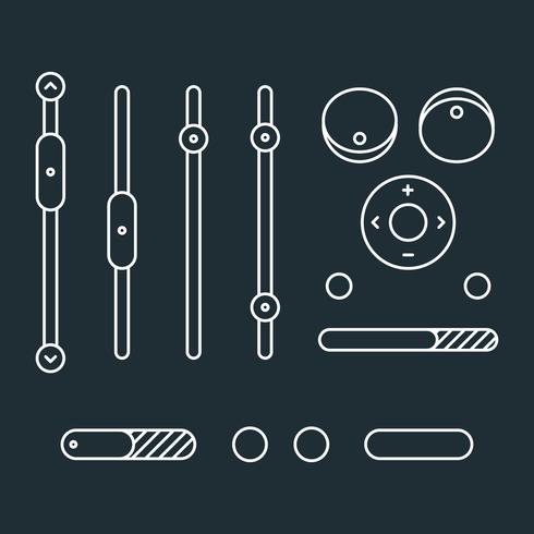 Outlined White Music Control Icons vector