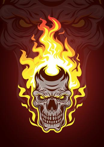 Flaming Skull Vector