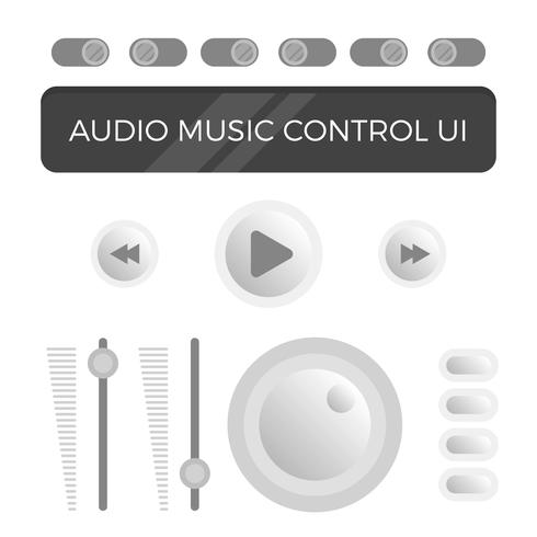 Plantilla de Vector de IU de control de audio minimalista plana moderna