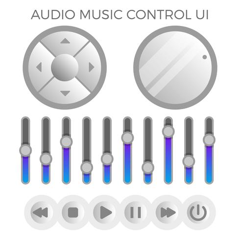 Vector de plantilla de IU de control de audio minimalista plana moderna