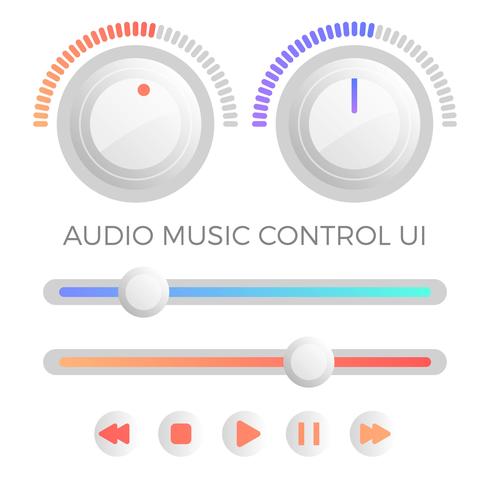 Vector de plantilla de IU de control de audio minimalista plana moderna