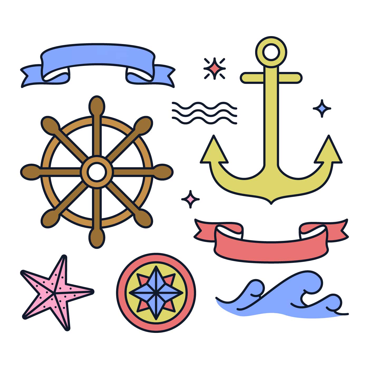 Download Unique Nautical Elements Vectors 225191 Vector Art at Vecteezy