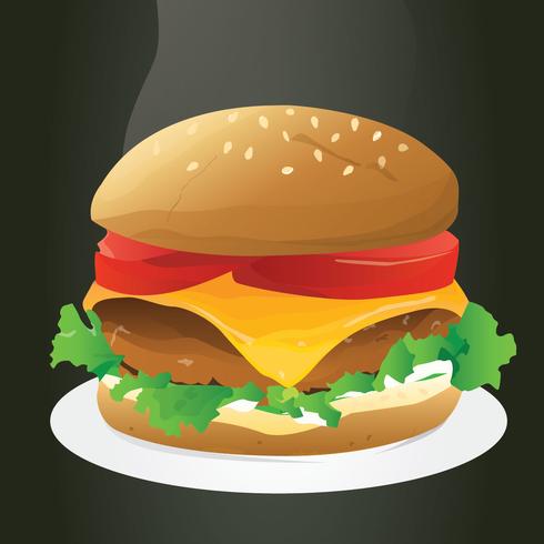 Diseño realista del vector de la hamburguesa