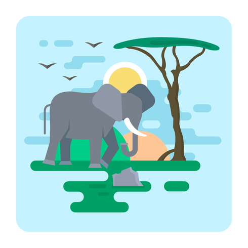 Ilustración de elefante plano vector