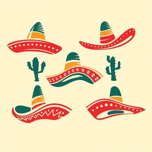 Ilustración plana Sombrero de sombrero ancho tradicional mexicana vector