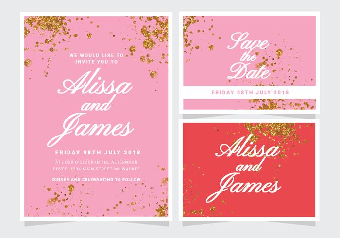 Vector Glitter Wedding Invitation