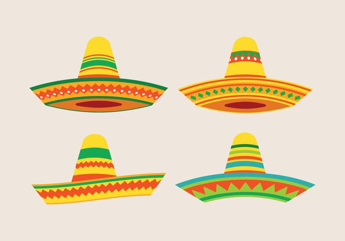 Sombrero Mexican hat set vector