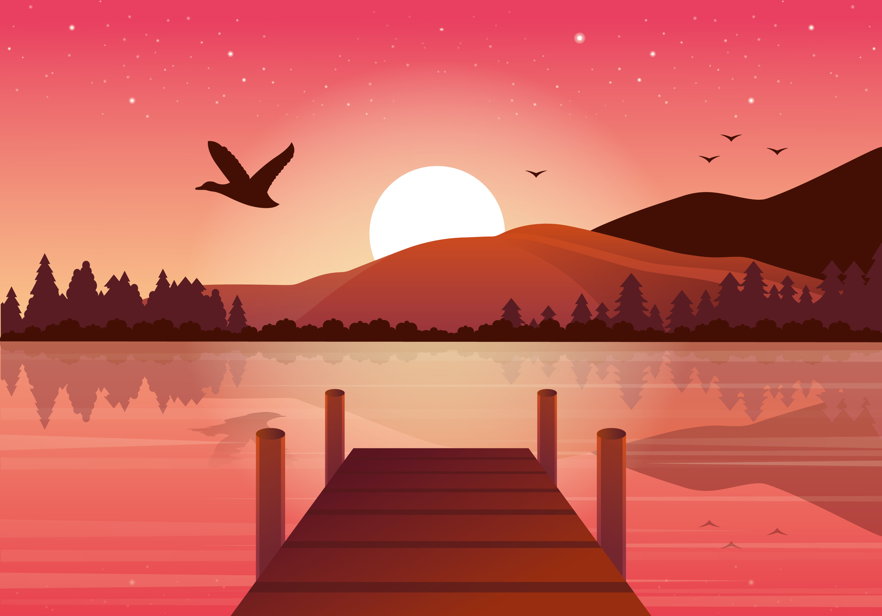 Vector Beautiful Landscape Illustration 225476 Vector Art at Vecteezy