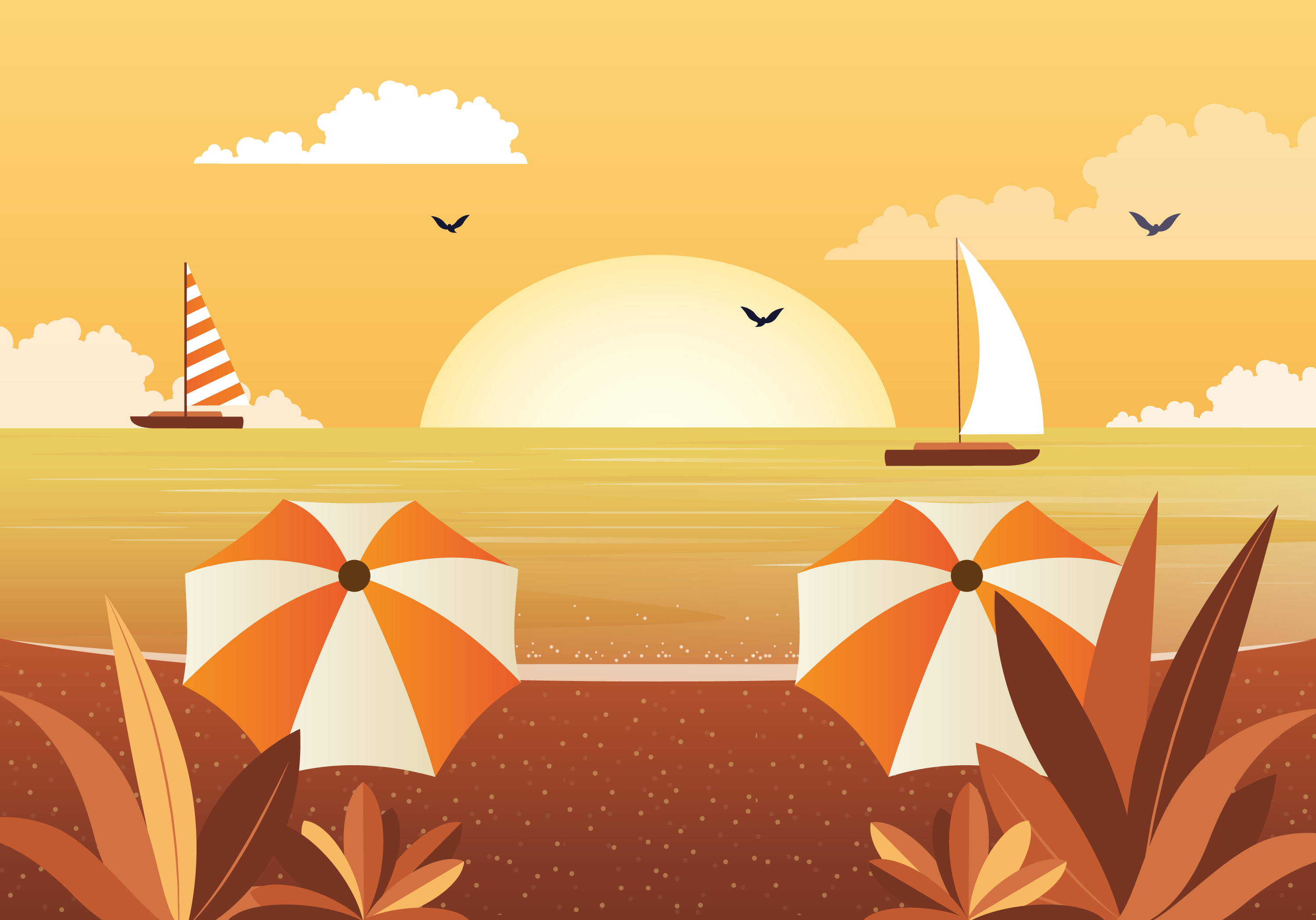  Vector  Beautiful Seascape Illustration  225482 Download 