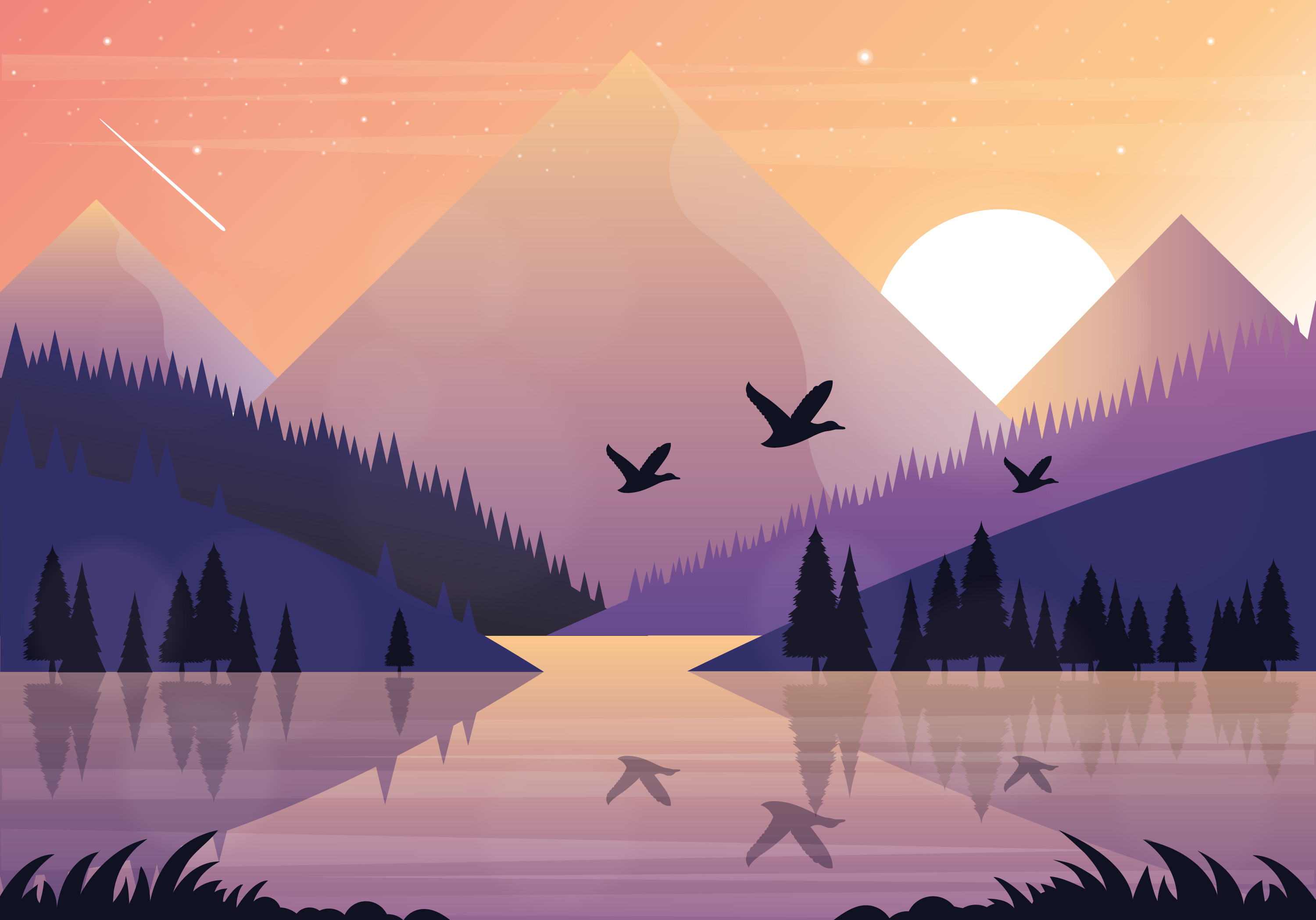 Vector Beautiful Landscape Illustration 225487