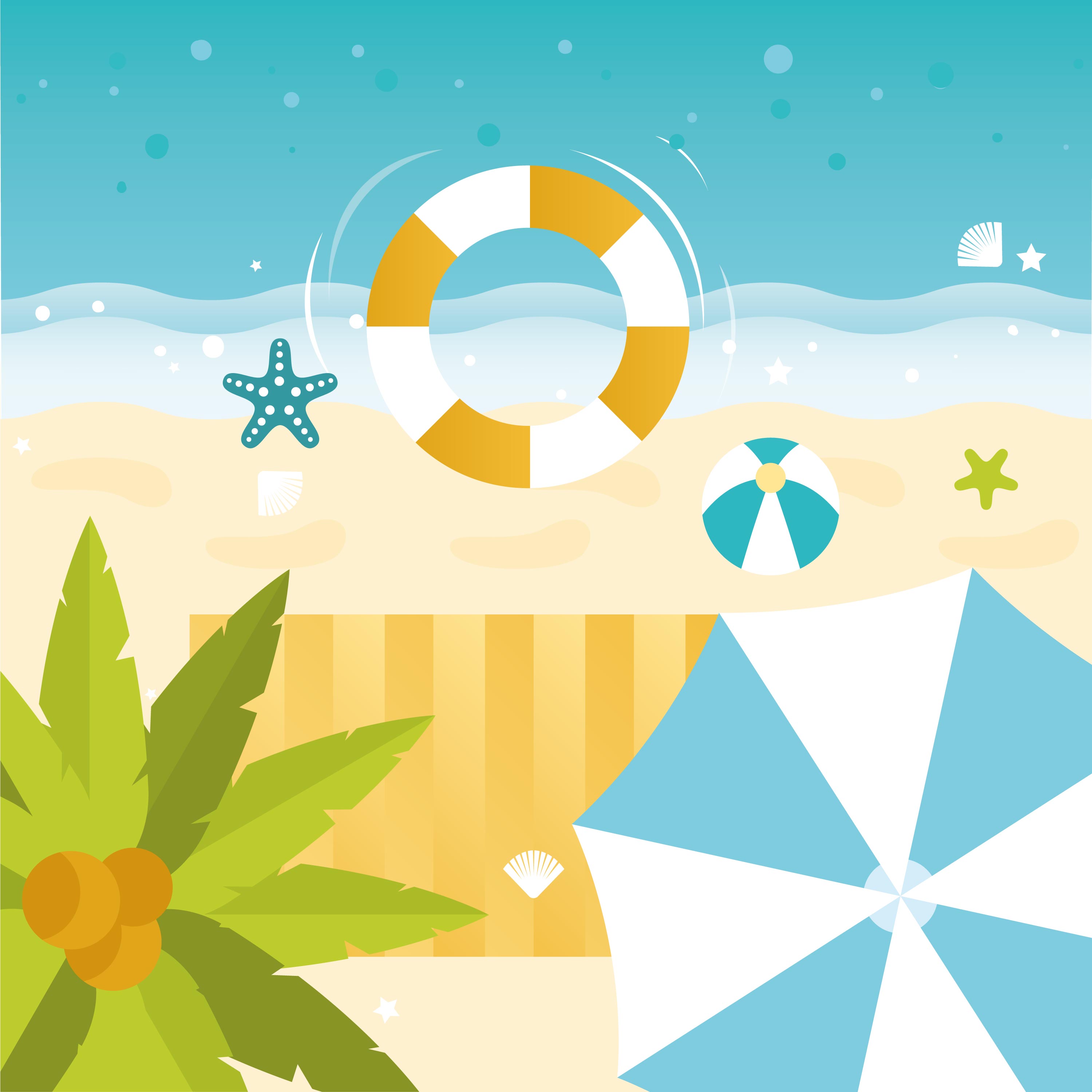 Download Vector Beautiful Summer Illustration - Download Free Vectors, Clipart Graphics & Vector Art