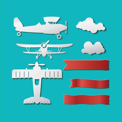 Template Planes or Biplane Hipster Set Cutting Paper Style vector