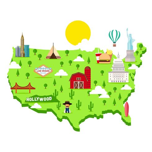 United States Landmark Map Vector