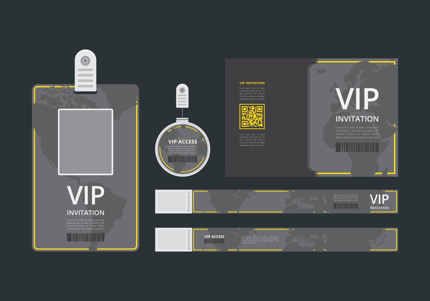 VIP Pass ID card Template. VIP Pass for Event Template. Flat Blank