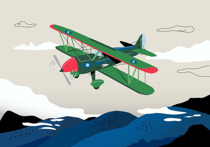 Retro War Biplane Background vector Illustration