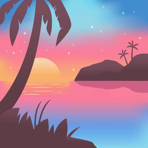 Vector de playa de noche