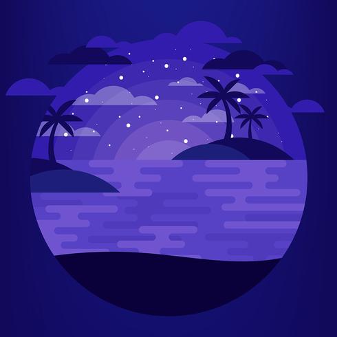 Ilustración de playa nocturna vector